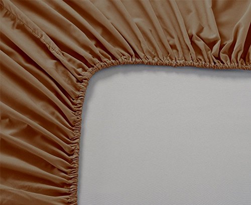 Image of Twin XL , Mocha Light Brown : Fitted Sheet - Luxurious & Soft Brushed Microfiber Twin XL Size Linen Fitted Mocha Light Brown Sheets, Hypoallergenic Bedroom Essentials - Extra Deep Pocket Super Fit Fitted Sheet by Clara Clark