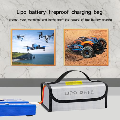 Jehaseg Lipo Battery Safe Bag Fireproof Bag for Lipo Battery Storage Charging Transport,Home Travel Office Safe Storage Pouch (230 * 80 * 100mm+185 * 75 * 60mm) by Jehaseg - Image 3