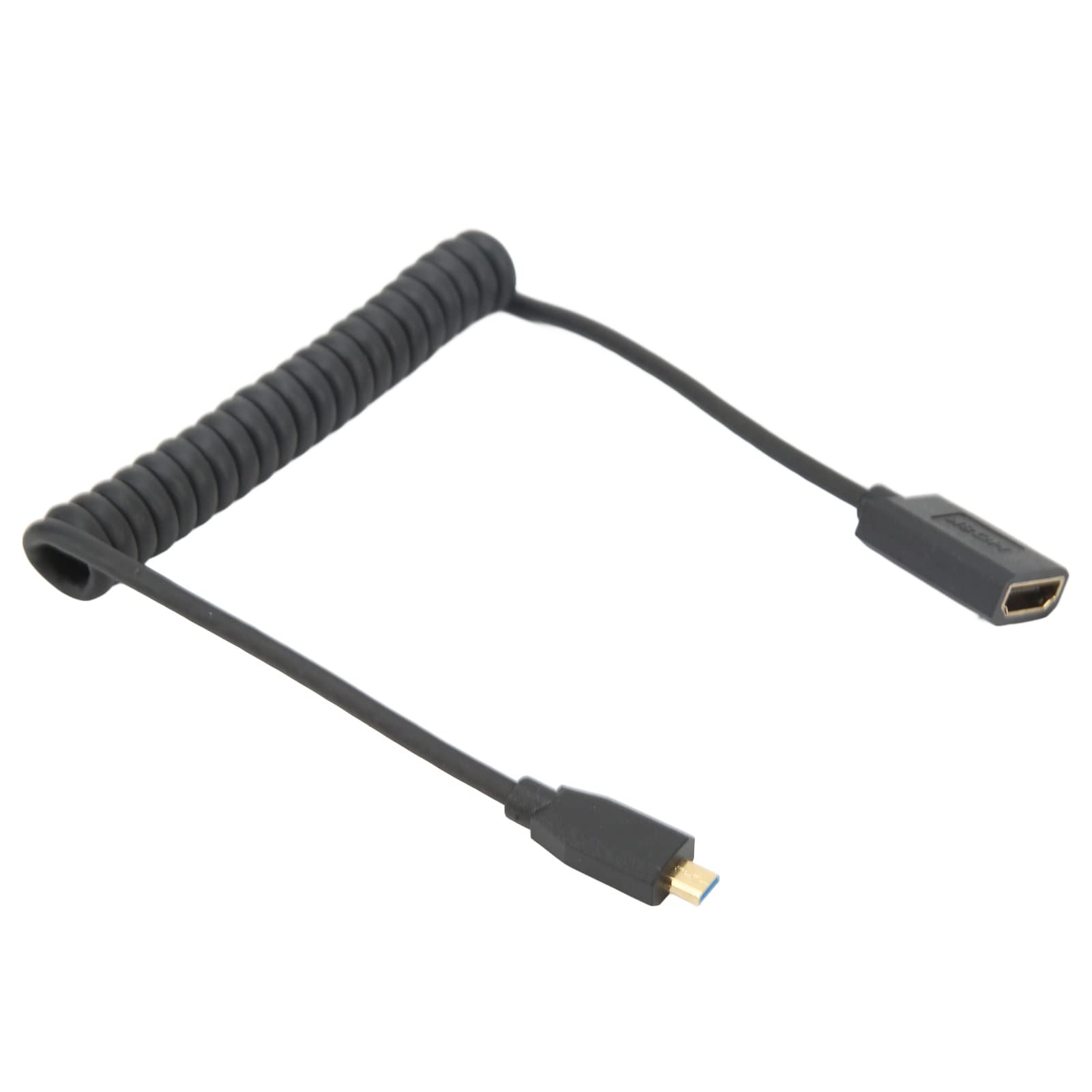 Multimedia Interface Female Spring Cable, Micro HD Multimedia Coiled Cable PVC OD4.0 1.2m 8K60Hz for MP4 (Straight Head)
