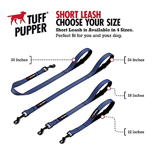 Tuff Pupper Short Dog Leash For Dog Training | 30 Inch | Perfect For Service Dog Harness & Short Training Leash | Traffic Leash Handle W/Padding | Short Leash Dog Coupler Midnight Blue #TOP1