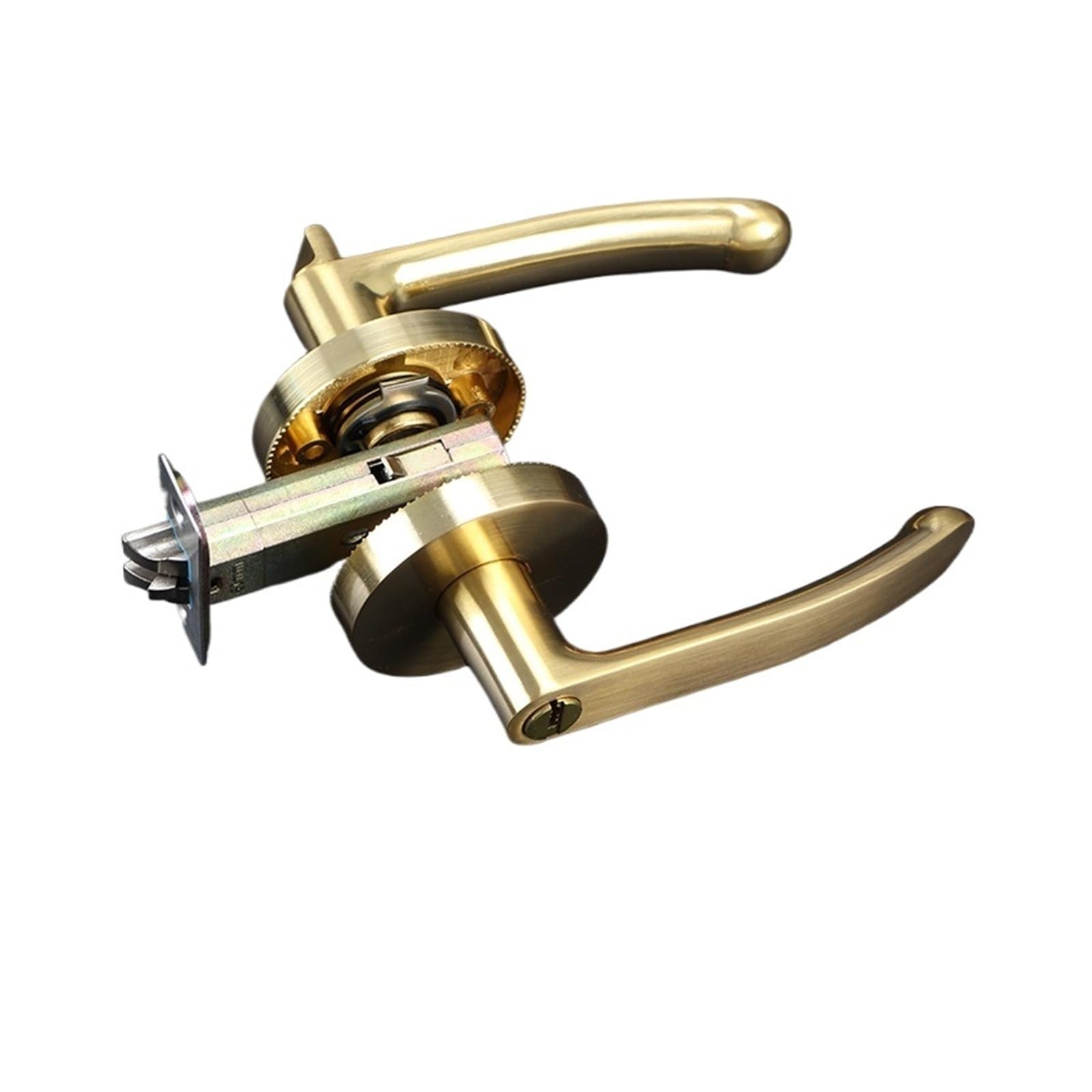 Sjloynwq Brushed Gold Bk_60mm Door Lock Household Three-Pole Single-Tongue Round Silent Anti-Theft Door(Brushed Gold Bk_60mm)