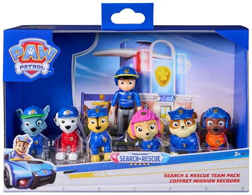 Paw Patrol - Pat Patrouille - Coffret Cadeau 7 Figurines Search & Rescue Mission Détective - Figurine À Collectionner - Pat Patrouille Jouet - Cadeau Enfant 3 Ans Et + - Jouet Enfant 3 Ans Et +