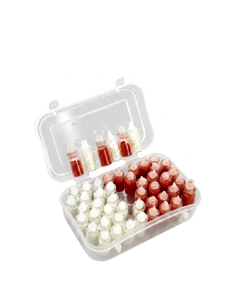 Mini Roli Chawal Bottles Set| 50 Pack| 25 Pairs of Kumkum & Rice Grains| with Transparent Storage Box for Puja Return Gifts-image-36