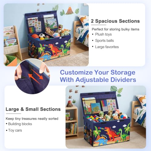 Image of Toy Box with Adjustable Divider Large Toy Chest Storage for Nursery Kidroom
