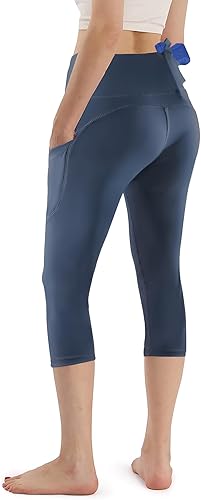 Miniatura 7 de Lilcreek Leggings de transporte ocultos para mujer con bolsillos laterales, pantalones de yoga capri de compresión de ocultación