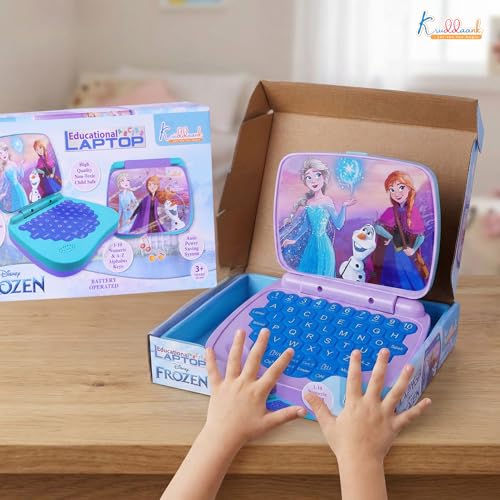Image of Frozen Theme Educational Laptop|Screen-Free Learning Toy for Preschoolers, Interactive Alphabet & Number Pronunciation Computer, Safe & Durable Early Education Toy for Ages 3+, Turkish Blue