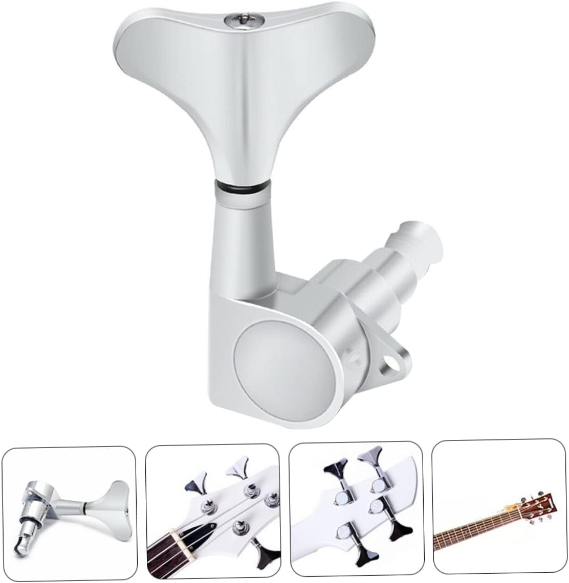 Guitar Tuner Replacement Part Bass Tuning Pegs Bass Machine Head Locking Tuning Keys Tuners Set Silver