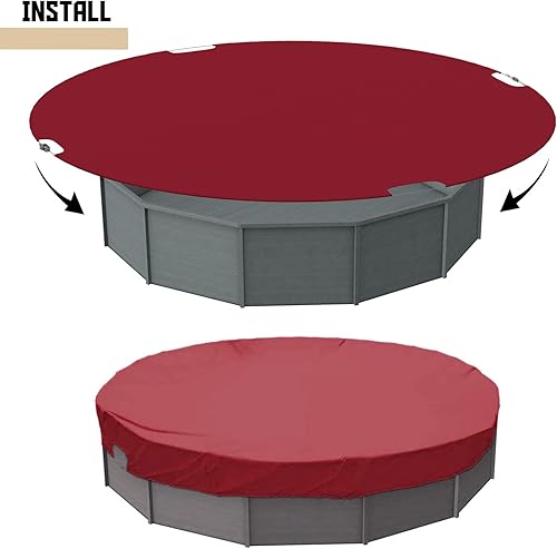 Miniatura 9 de TANG Cubiertas redondas de 16 pies para piscina de 12 pies para tanque redondo sobre el suelo, cubiertas de piscina de hojas de invierno, con