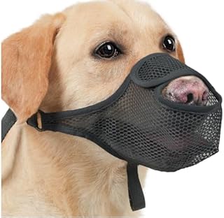 SHUOHONG Dog Muzzle, Nylon Mesh, Breathable and Comfortable, Muzzle for Large Dogs with Adjustable Straps (Black-XL) product image