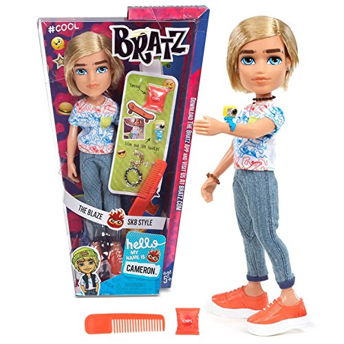 Bratz MGA Year 2015 Hello My Name is Series 10 Inch Doll Set - The Blaze SK8 Style Cameron with Camera, Chips Bag, Bracelet, Necklace & Earrings