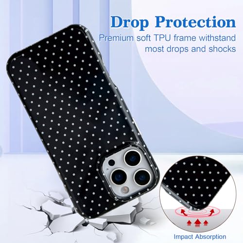Etui iPhone 15 Pro MagSafe coque motif pois noir TPU mince pour femme