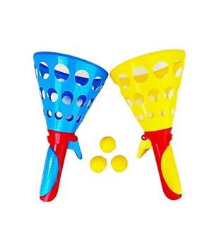 Click and Catch Twin Ball Game Toys Set for Kids | Pop & Catch Ball Play Fun for Boys & Girls with Three Balls in Pack (Multicolor)