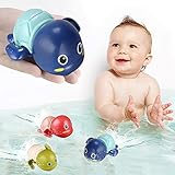 TOHIBEE Bath Toys, 3 Pack Cute Swimming Turtle Bath Toys for Toddlers 1-3, Floating Wind Up Toys for 1 Year Old Boy Girl, New Born Baby Bathtub Water Toys, Preschool Toddler Pool Toys