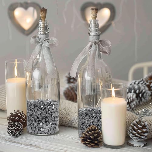 Image of 0.81 LB Candle Holder Mini Rocks,Small Gravels Stones,Silver,3-7mm | Vase Fillers,Terrarium Succulent Planter Soil Cover Decor Pebbles,Aquarium Fishbowl Granule,Crushed Glass
