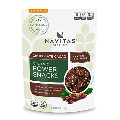 Navitas Organics Superfood Power Snacks, Chocolate Cacao, 8 oz. Bag, 11 Servings  Organic, Non-GMO, Gluten-Free