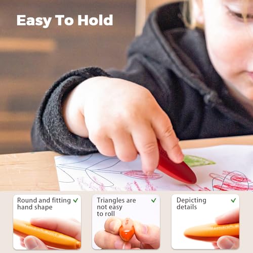 Beeswax Crayons For Toddlers 1-3,12 Colors Non-Toxic Crayons with 108 Free Coloring Books PDF Pages, Safe Coloring Gifts for Babies and Toddlers, Mess Free Crayons Art Supplies Easter gifts - Thumbnail 5