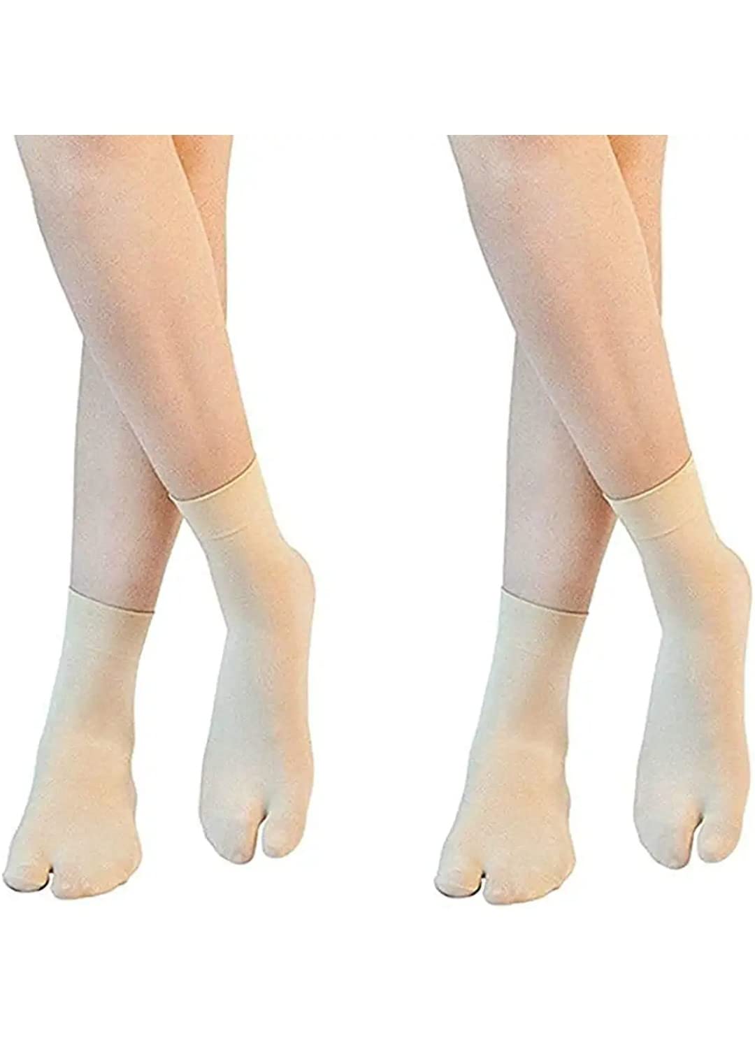 Shivu home pack of 2 pair Ultra-Thin Transparent Nylon thumb summer socks for women's and girls beige colour-image-21