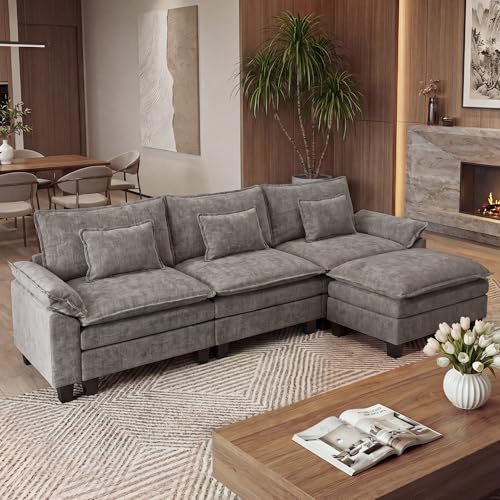 Image of URRED Oversized Modular Sectional Sofa,Gray:122 inch L Shaped