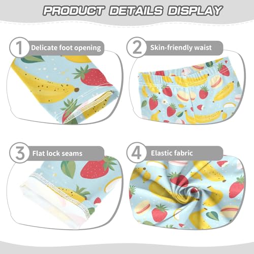 Wusikd Bananas Strawberries Girls' Leggings Toddler Doodles Macarons Kids Yoga Pants Dance Active Tights 4T3
