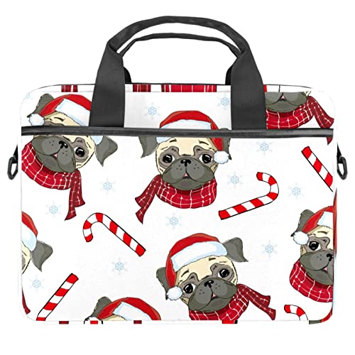 Funda bandolera para laptop de 14 pulgadas con diseño de perro Carlino y correa ajustable