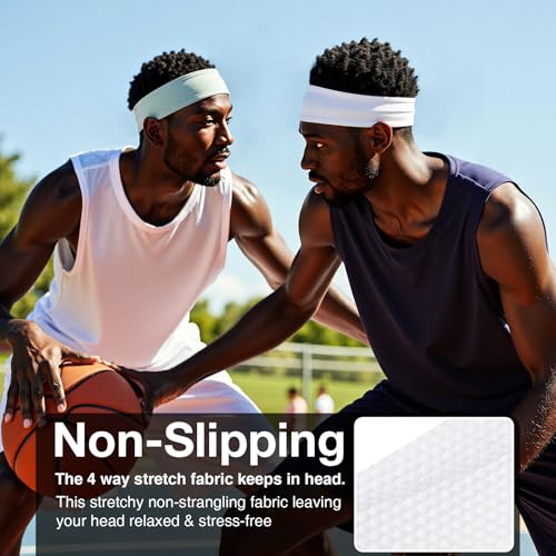Image of Braylin Men's Headband, 3-Pack Men's Sweatband, Sports Headband for Running, Cycling, Basketball, Fitness Workout, Unisex Headbands