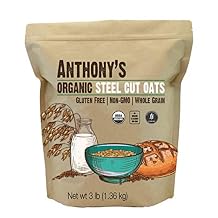 Anthonys Organic Steel Cut Oats, 3 lb, Gluten Free, Non GMO, Irish Oatmeal, Whole Grain