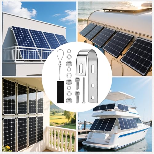 Xastro 4 Stück Solarmodul Halterung Haken, Balkonkraftwerk Halterung Balkon Haken, Balkonhaken für Befestigung Solarmodul, Universal Photovoltaik Halterung Balkonkraftwerk Haken (Edelstahl)