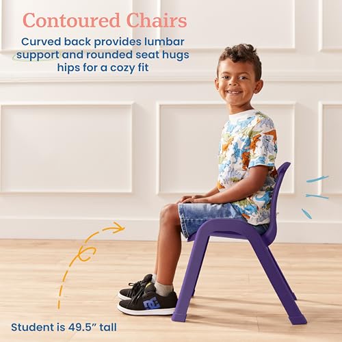 Image of ECR4Kids Plastic Stackable SitRight Chair, 11in, Classroom Furniture, Eggplant, 4-Pack