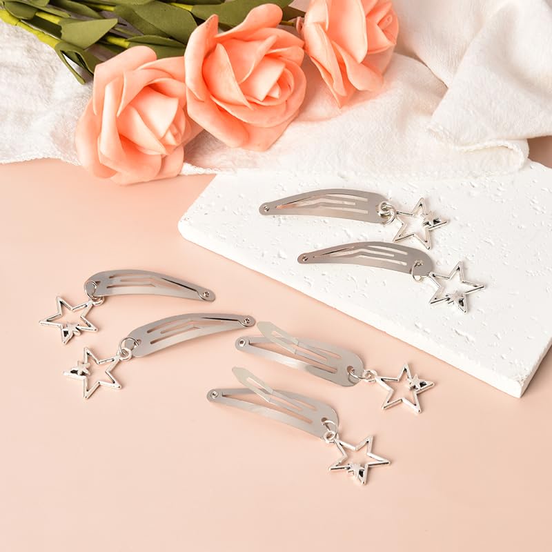 Miniatura 6 de Pinzas para el cabello Y2K con diseño de estrellas, accesorios para el cabello para niñas, pinzas antideslizantes para el cabello plateadas,