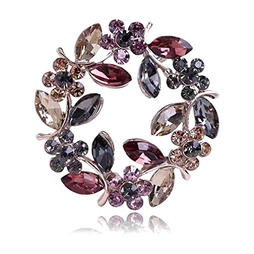 Image of Crystal Pearl Flower Brooches Pins Fashion Beautiful Created Rhinestone Floral Brooch Good Idea for Party Dance Wedding Banquet for Elegant Women Girl