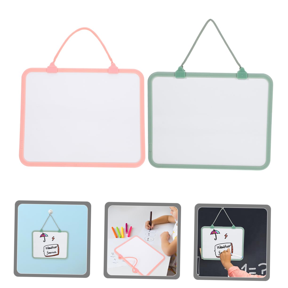 SHINEOFI Lot de 2 Tableaux Blancs Effaçables à Sec Cordelette Suspendue en Plastique, Résistants à L'usure, pour Bureau et Étudiants