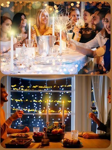 Image of Treela 36 Pieces Flameless Taper Candles Flickering Faux LED Battery Operated Electric Fake Candles for Christmas Halloween Birthday Wedding Party(White,0.8x11 Inches,Roman Column)