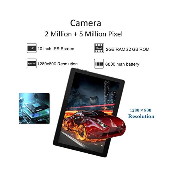 ZONKO Tablet 10 Inch Android 3G Phone Tablets with 32GB Storage Dual Sim Card 5MP Camera, WiFi, Bluetooth, GPS, Quad Core, HD Touchscreen, Support 3G Phone Call (Black)