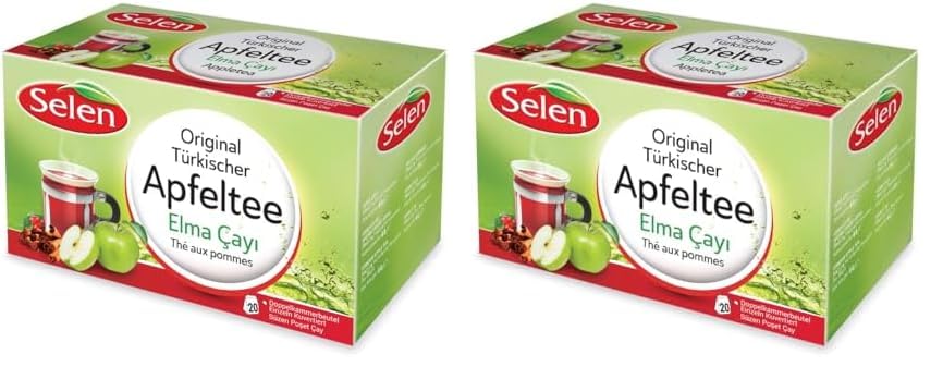 Selen Original Turkish Appletea, 20 Individually Wrapped Tea Bags 44 g (Paquete de 2)