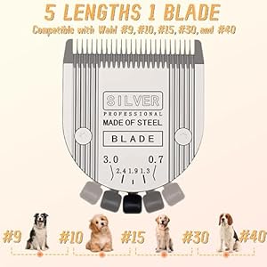 Professional animal 5 in 1 adjustable blade compatible with wahl arco bravura chromado creativa figura and motion pet dog and horse clippers replacement for wahl fine 2179 301 Silver 3pcs   cucciolini doodles