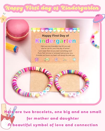 First Day of Kindergarten Preschool Bracelet Mommy and Me First Day of School Gifts for Mom and Daughter Mother Daughter Back to School Stuff Gifts for Girls3