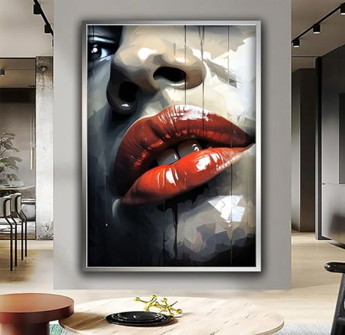 Toile photo sexy lèvres rouges XINBAO décoration murale de chambre 80x140cm