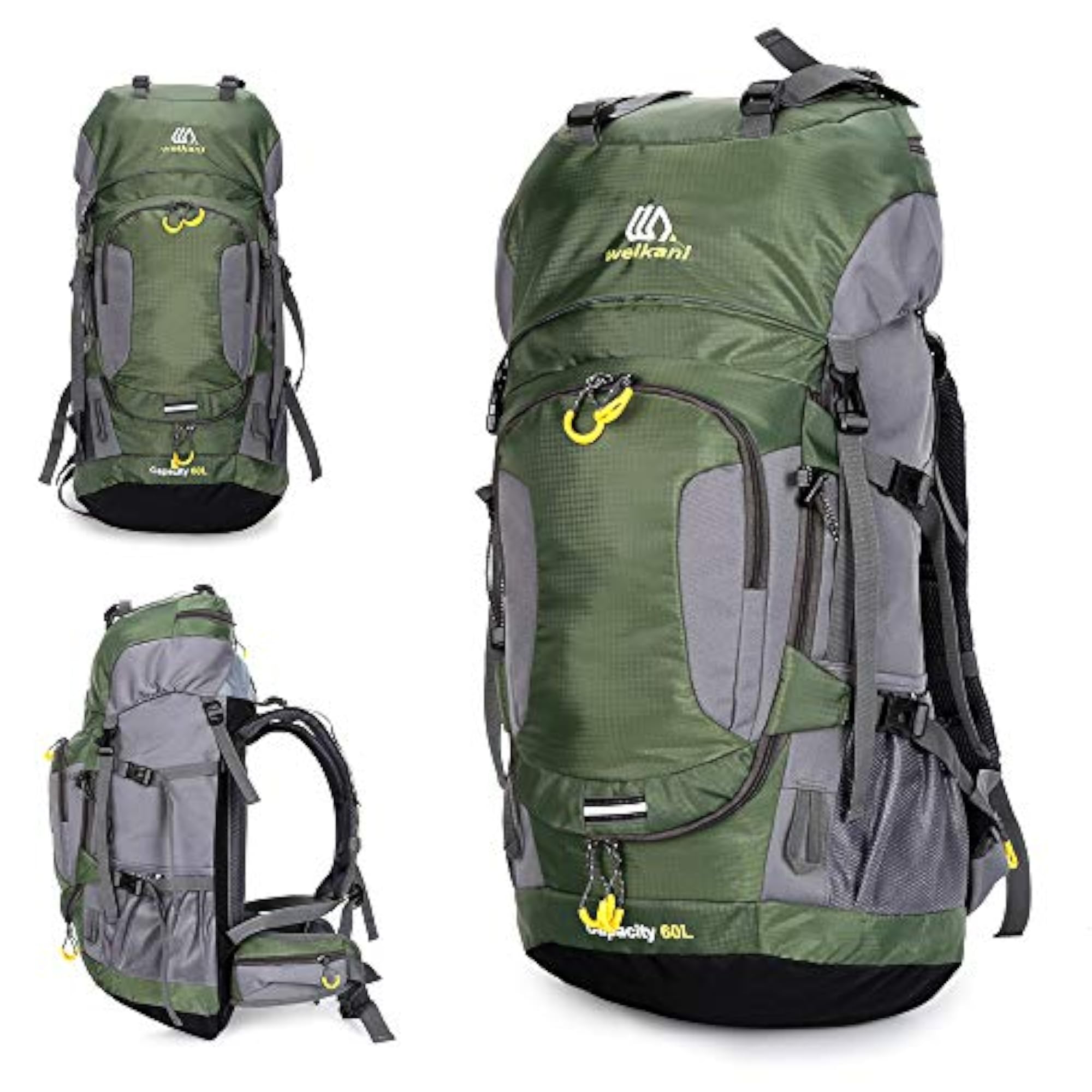 60L Waterproof Hiking Backpack with Rain Cover, Sport Bag