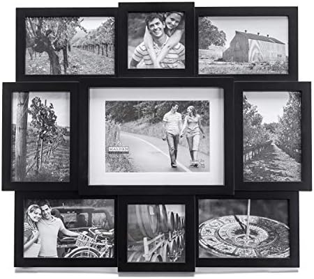 Malden 9-Opening Collage Picture Frame, Made to Display One (1) 5" x 7", Two (2) 4" x 4" and Six (6) 4" x 6", Black