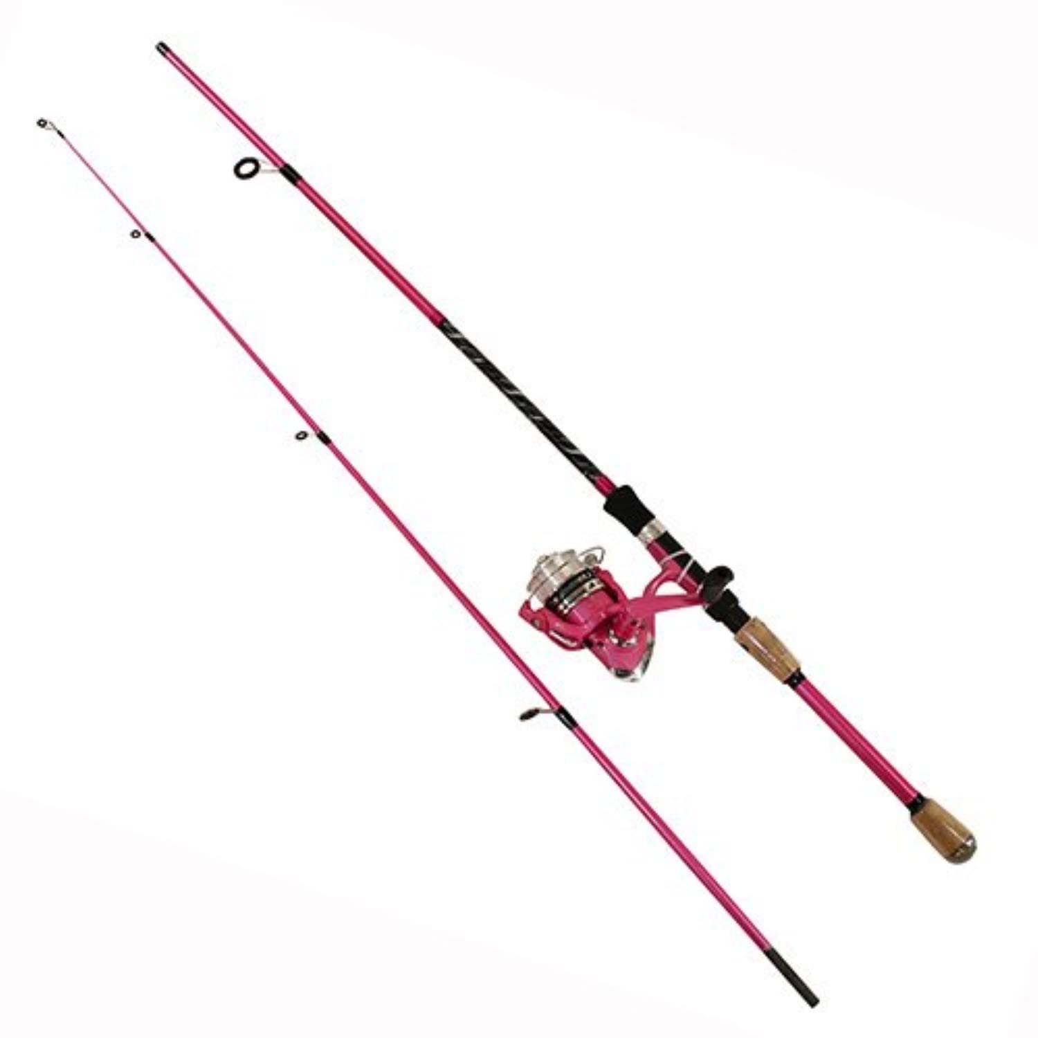 Photo 1 of **parts only** Okuma FNX-602-30PK Fin-Chaser Spinning Combo, 30 Reel Size, 1BB Bearings, 6' Length 2pc, 1/8-3/8 oz Lure Rate, Ambidextrous, Pink/Silver