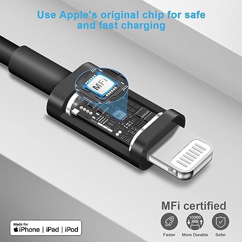 Image of iPhone 14 13 12 Fast Charger 20W PD USB C Wall Charger with 6FT Fast Charging Cable for iPhone 14 /14 Pro /14 Pro Max /14 Plus /13 /12 /11 /Pro /Pro Max /Mini /Xs Max /X, iPad - Black