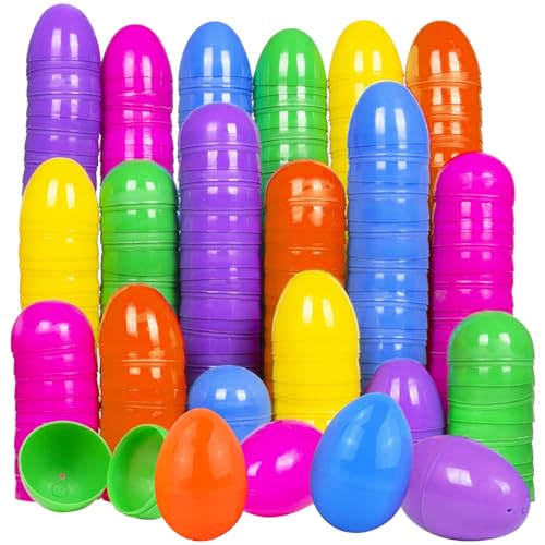 Moerstar Lot de 50 œufs de Pâques en plastique à remplir, réutilisables, vides, pour bonbons, jouets, cadeau