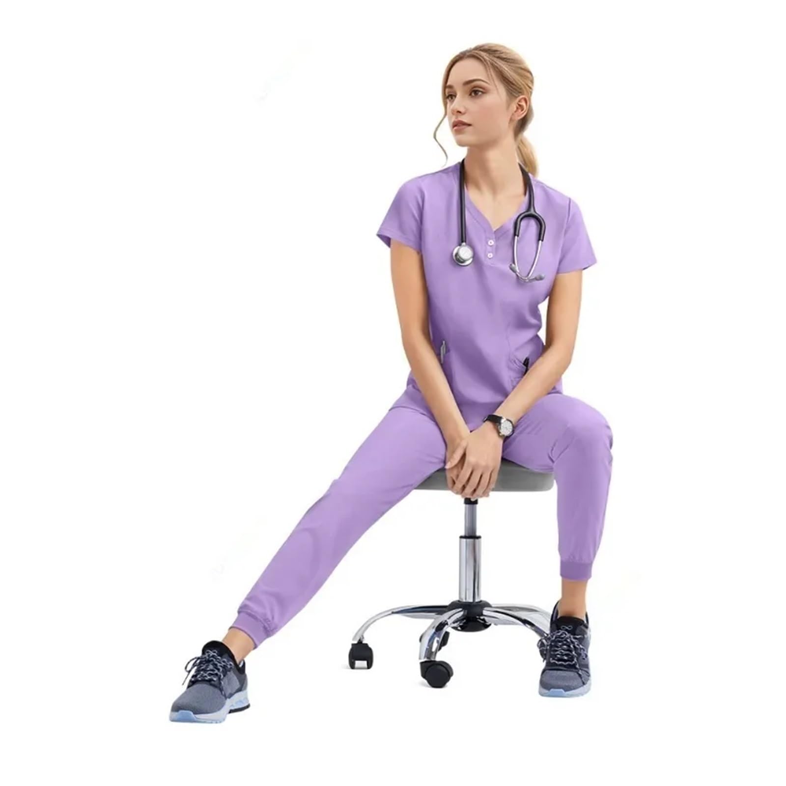 Uniformi per infermiere da donna Set di camici da medico e infermiere, set da jogging da donna, accessori for ospedale, sala operatoria, abbigliamento da lavoro chirurgico For Abbigliamento da lavoro(