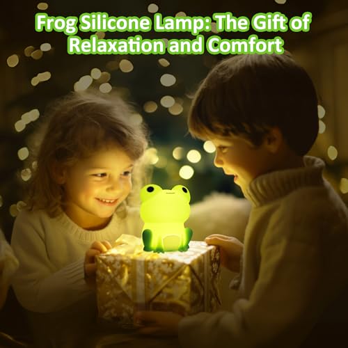 Frog Night Light for Nursery, Rechargeable Dimmable Bedside Lamp with Touch Control(ABS+SIL), Portable Kids Gift for Girls, Boys, Babies - Image 4
