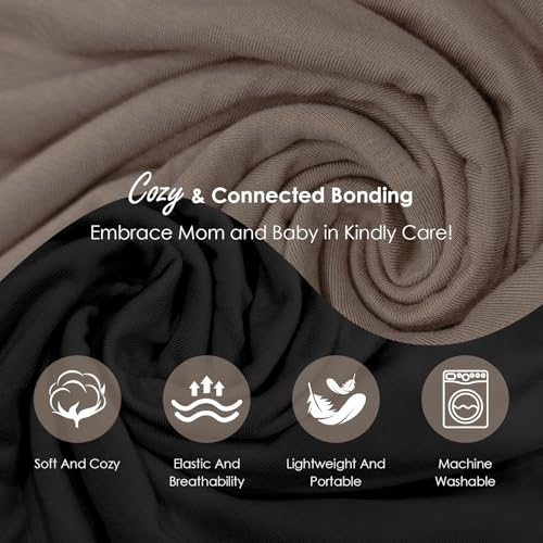 Image of Baby Wrap Carrier, Lightweight Baby Wearing Wraps for Newborn and Infant, Soft Swaddle Holder Carrier, Cozy Baby Sling 7-35 lbs Black+Brown