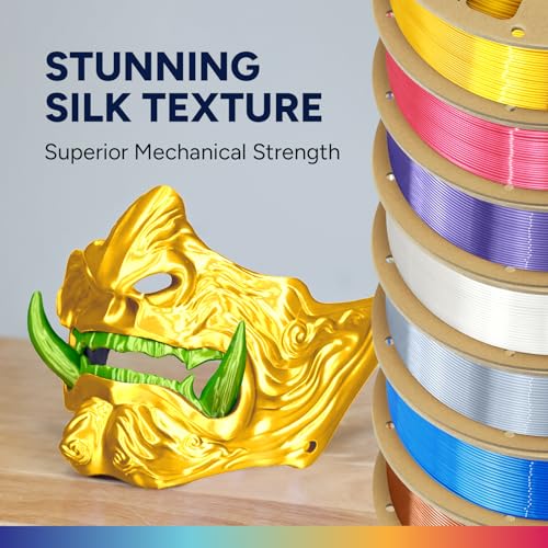 Image of OVERTURE Silk PLA Filament 1.75mm, Clog-Free Shiny, Metallic Shine 3D Printer Filament, 1kg Spool (2.2lbs), Ideal for Cosplay Jewelry & Home Decor (Silk Silver)