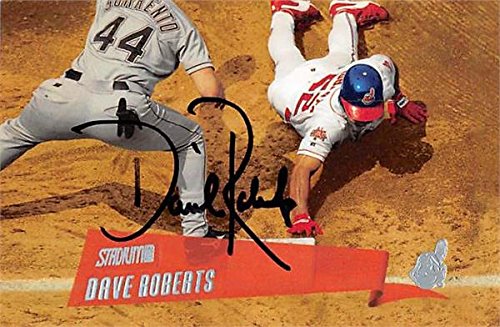 Sports Memorabilia Autograph Warehouse 377886 Dave Roberts Autographed Baseball Card - Cleveland Indians, SC 2000 Topps Stadium Club No.181