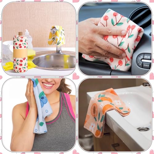 Image of Redbaker 30 Pcs Reusable Paper Towels Rolls Towels Bulk Kitchen Washable Paperless Cloth Cotton Hand Napkins with Cardboard Reusable Napkins for Kitchen Bathroom (Fruit Design)