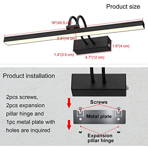 Funchday Picture Light, Wireless Rechargeable Gallery Light With Remote, 280Lm Dimmable Led Painting Light Battery Operated, 16" Metal Picture Lights For Paintings,Wall Art,Mirror (Black) #TOP6