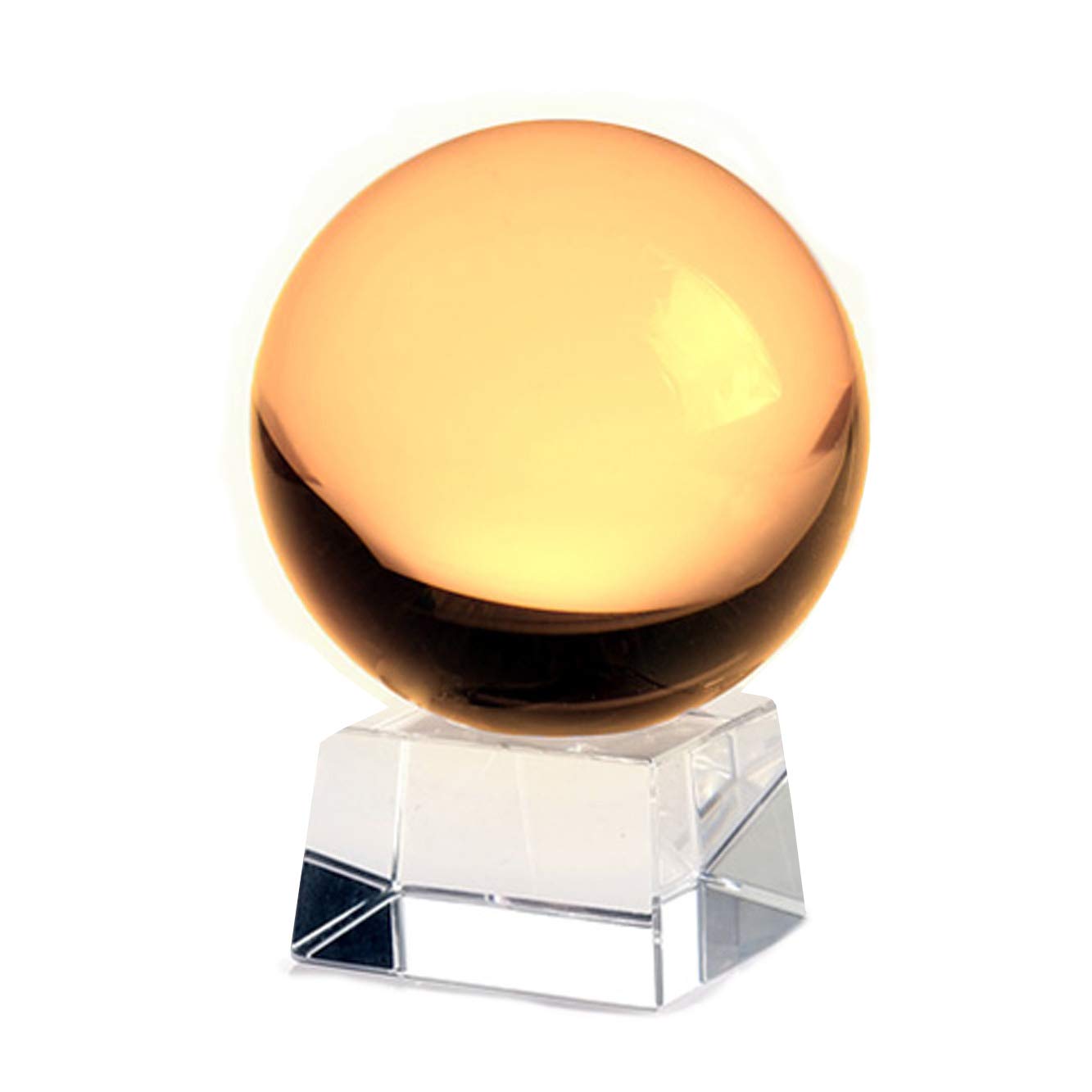 Boule de cristal jaune 110 mm Amlong Crystal avec son support et coffret